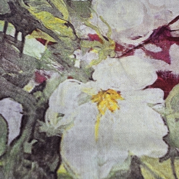 BLANK LONDON WATER COLOR FLORAL INFINITY SCARF 100% MODAL GREEN YELLOW WOMEN OS - Picture 6 of 12